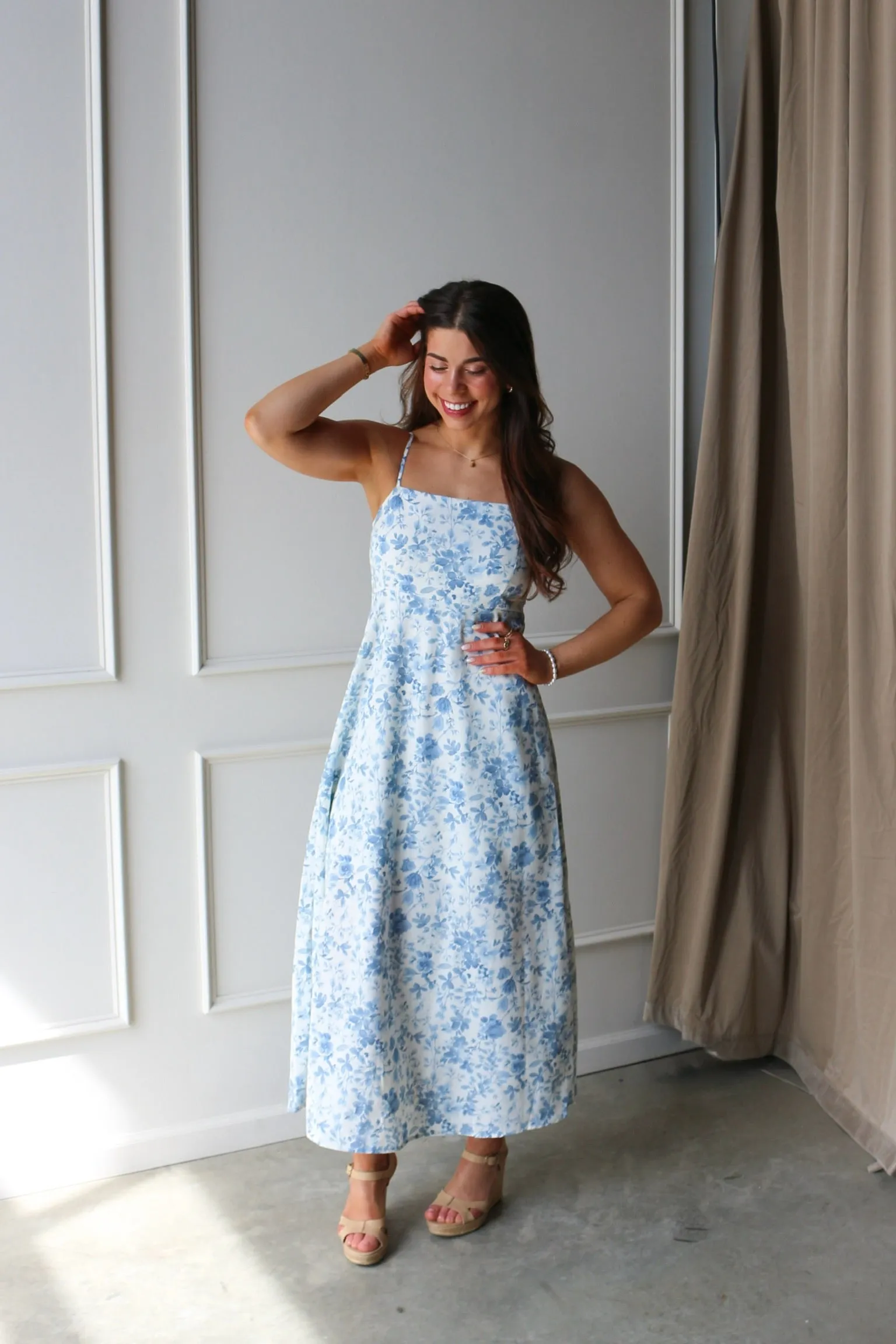 Watercolor Floral Dress Blue sold by Kins Collective product image thumbnail 4