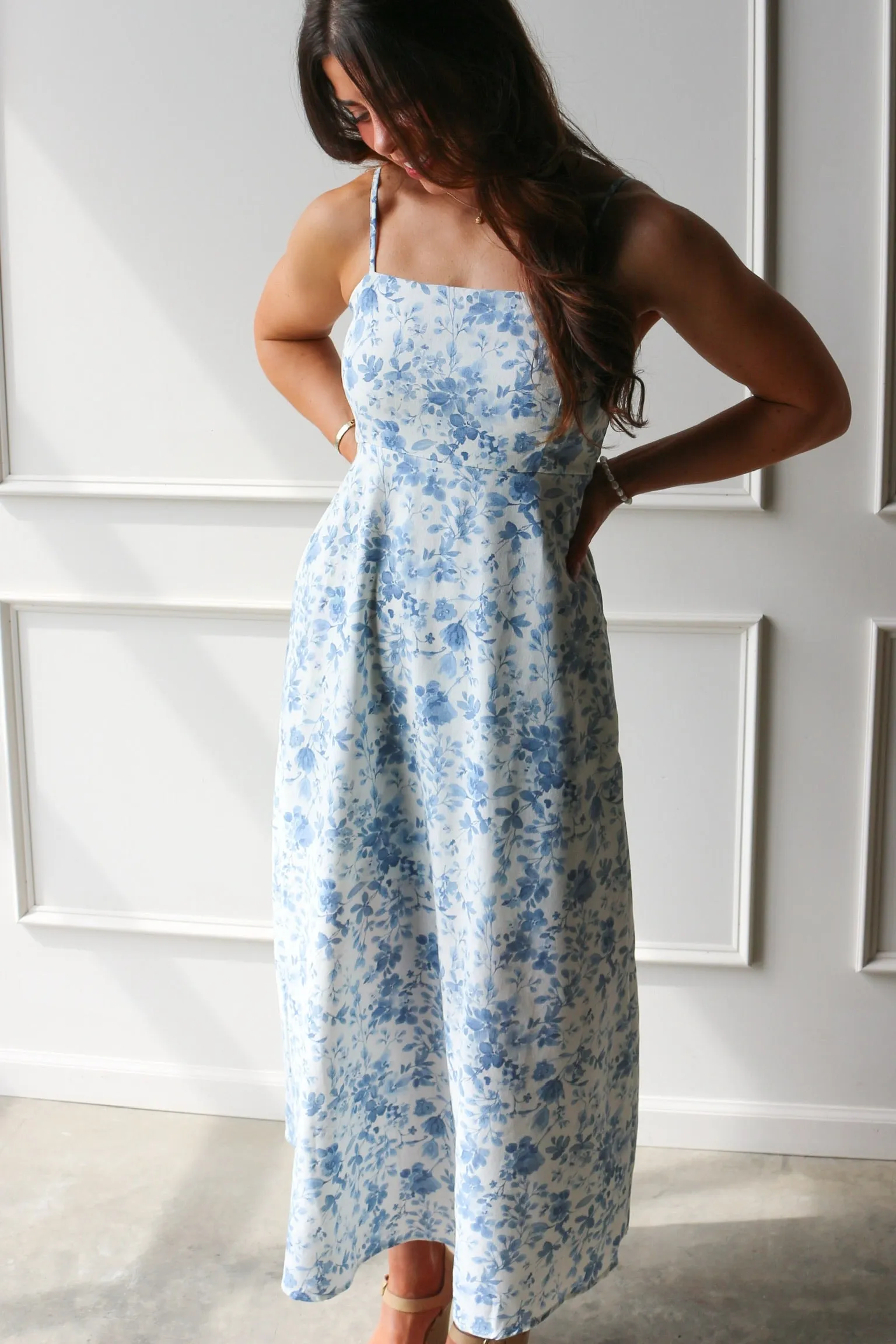 Watercolor Floral Dress Blue sold by Kins Collective product image thumbnail 3