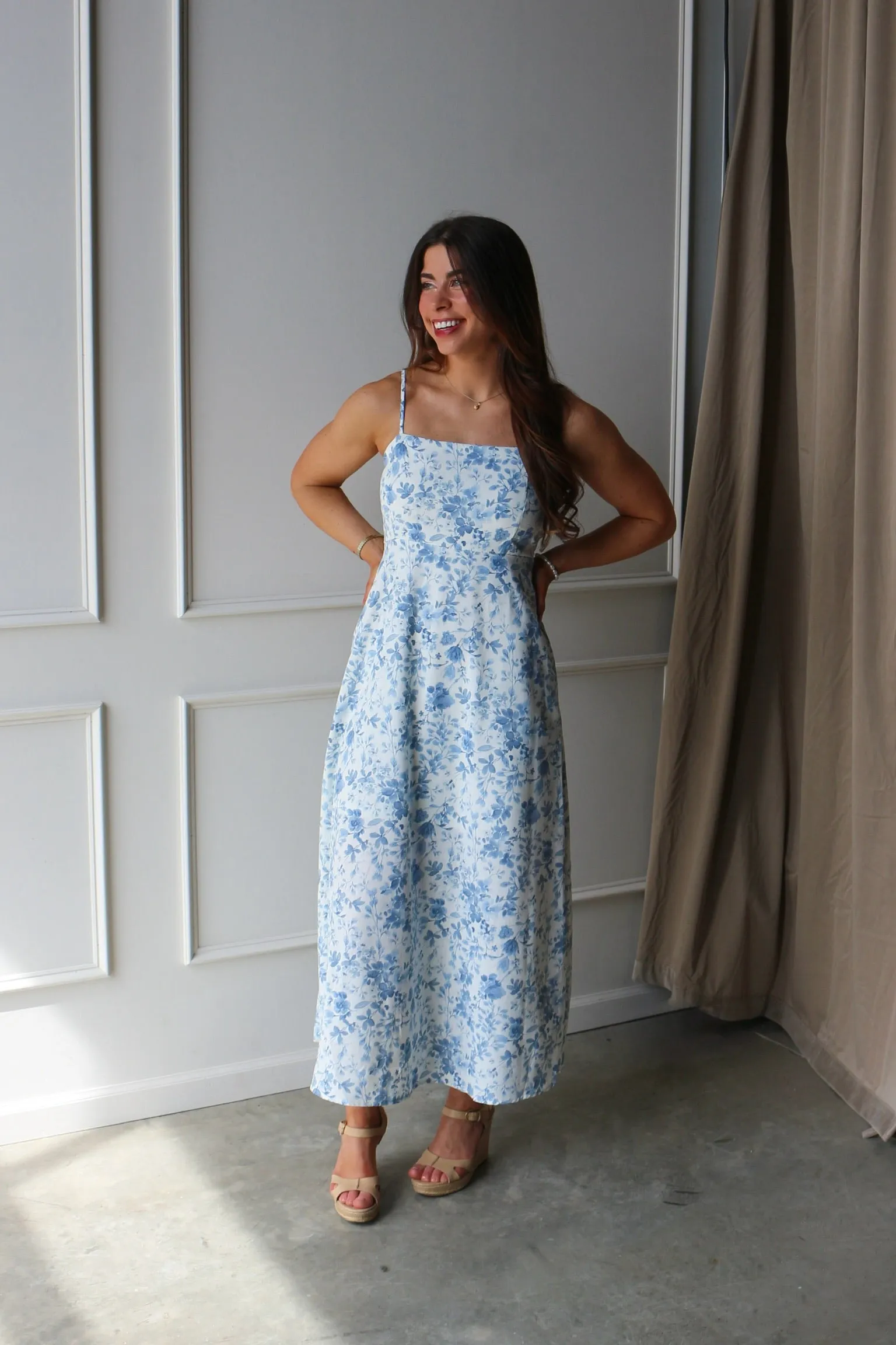 Watercolor Floral Dress Blue sold by Kins Collective product image thumbnail 2
