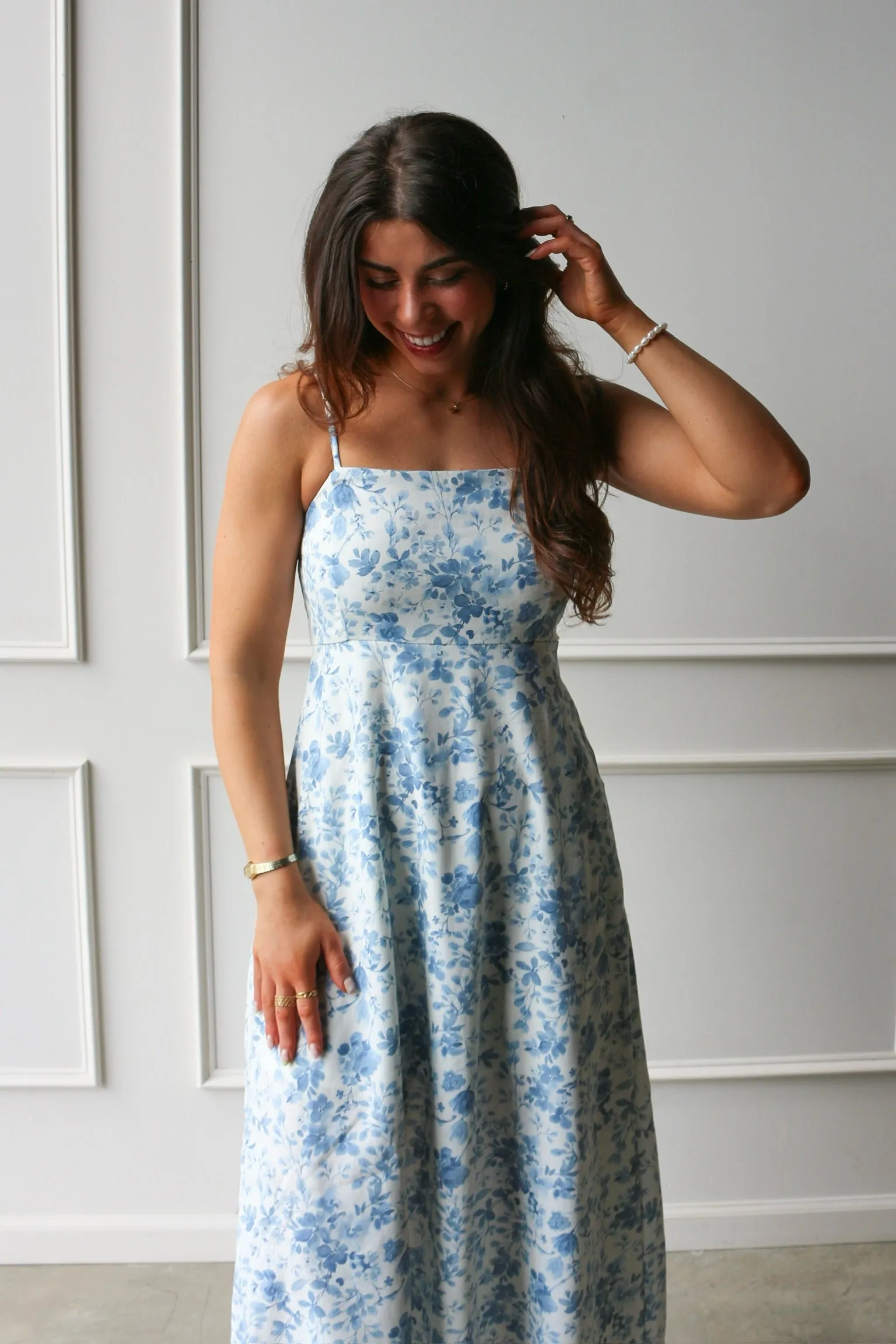 Watercolor Floral Dress Blue sold by Kins Collective product image thumbnail 5
