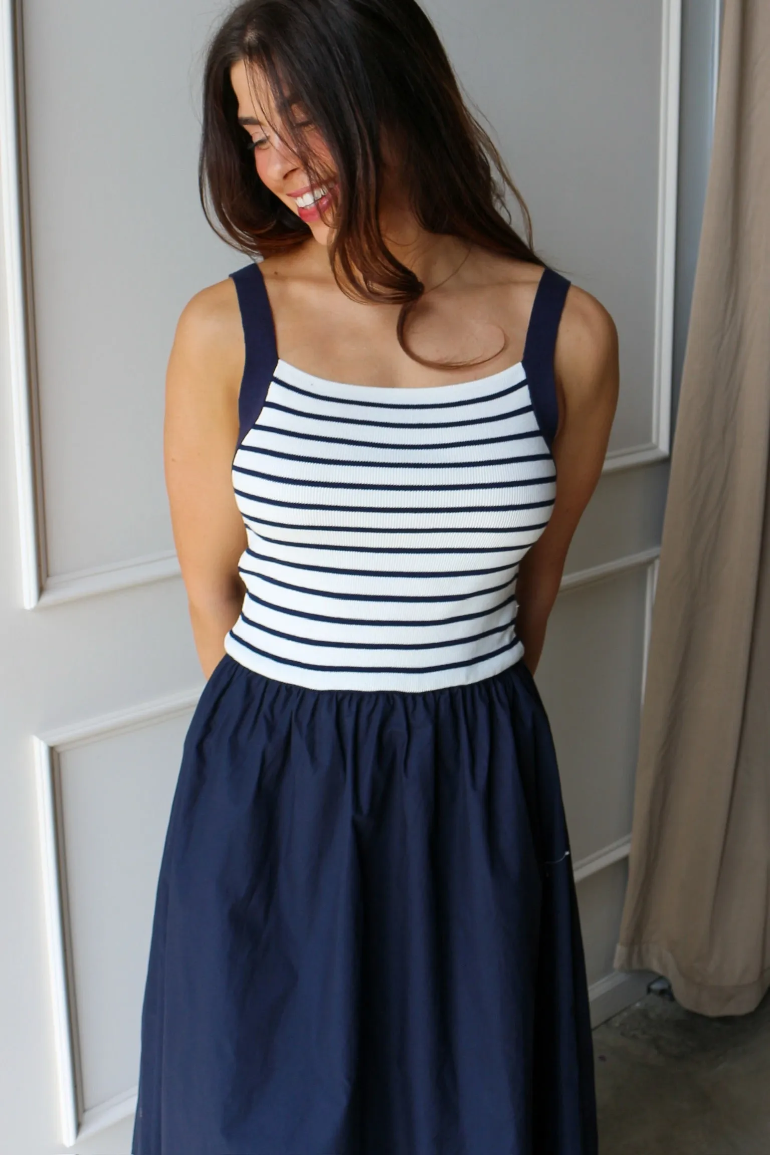 Nautical Stripe Mixed Media Dress sold by Kins Collective product image thumbnail 4