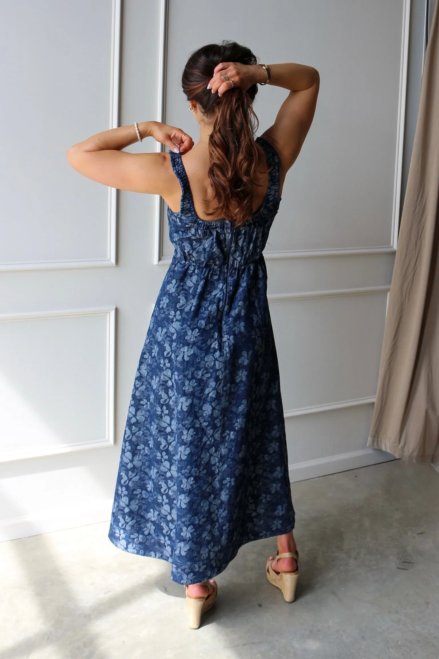 Indigo Denim Jacquard Dress sold by Kins Collective product image thumbnail 5