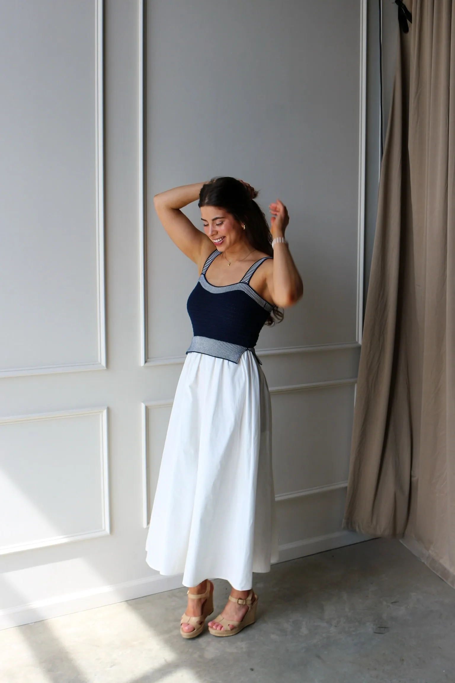 Blue Mixed Media Dress sold by Kins Collective product image thumbnail 3