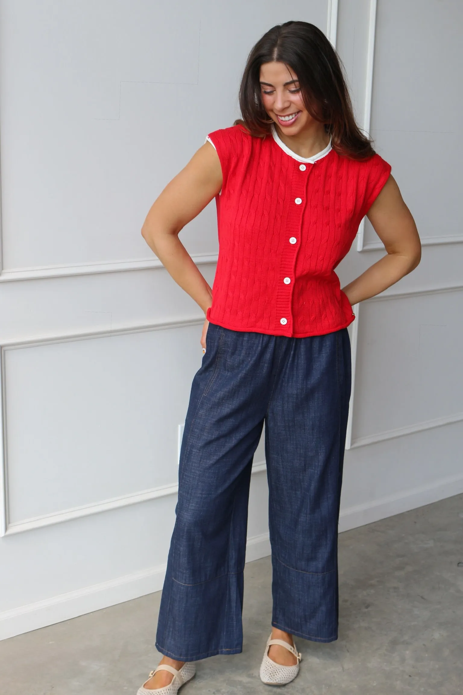Cable Cardi Vest sold by Kins Collective