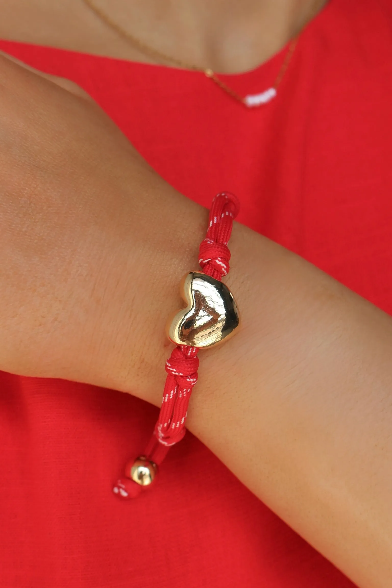 Blaine Puffy Heart Paracord Bracelet: Red sold by Kins Collective