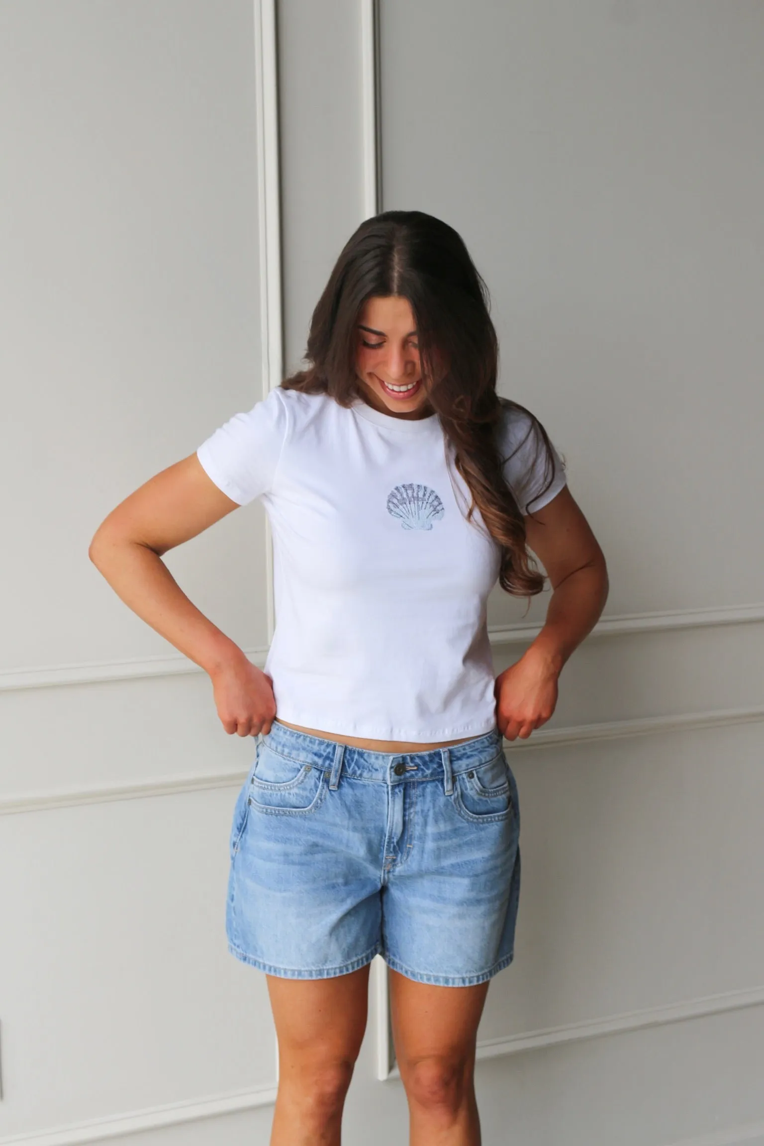 Sammie Mid Rise Barrel Short sold by Kins Collective