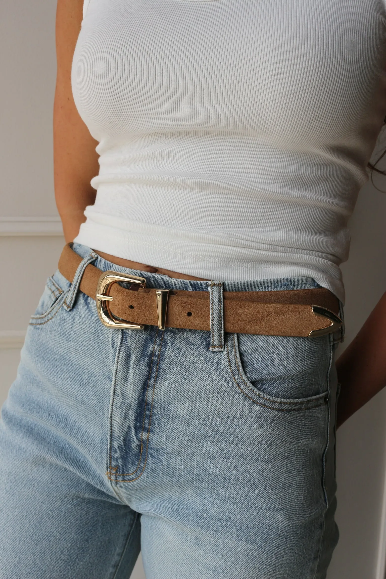 Classic Suede Leather Belt sold by Kins Collective