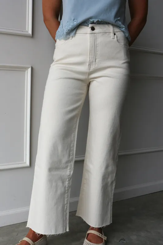 Aberdeen Ankle Crop High Rise Jean, Ecru made by Kins Collective