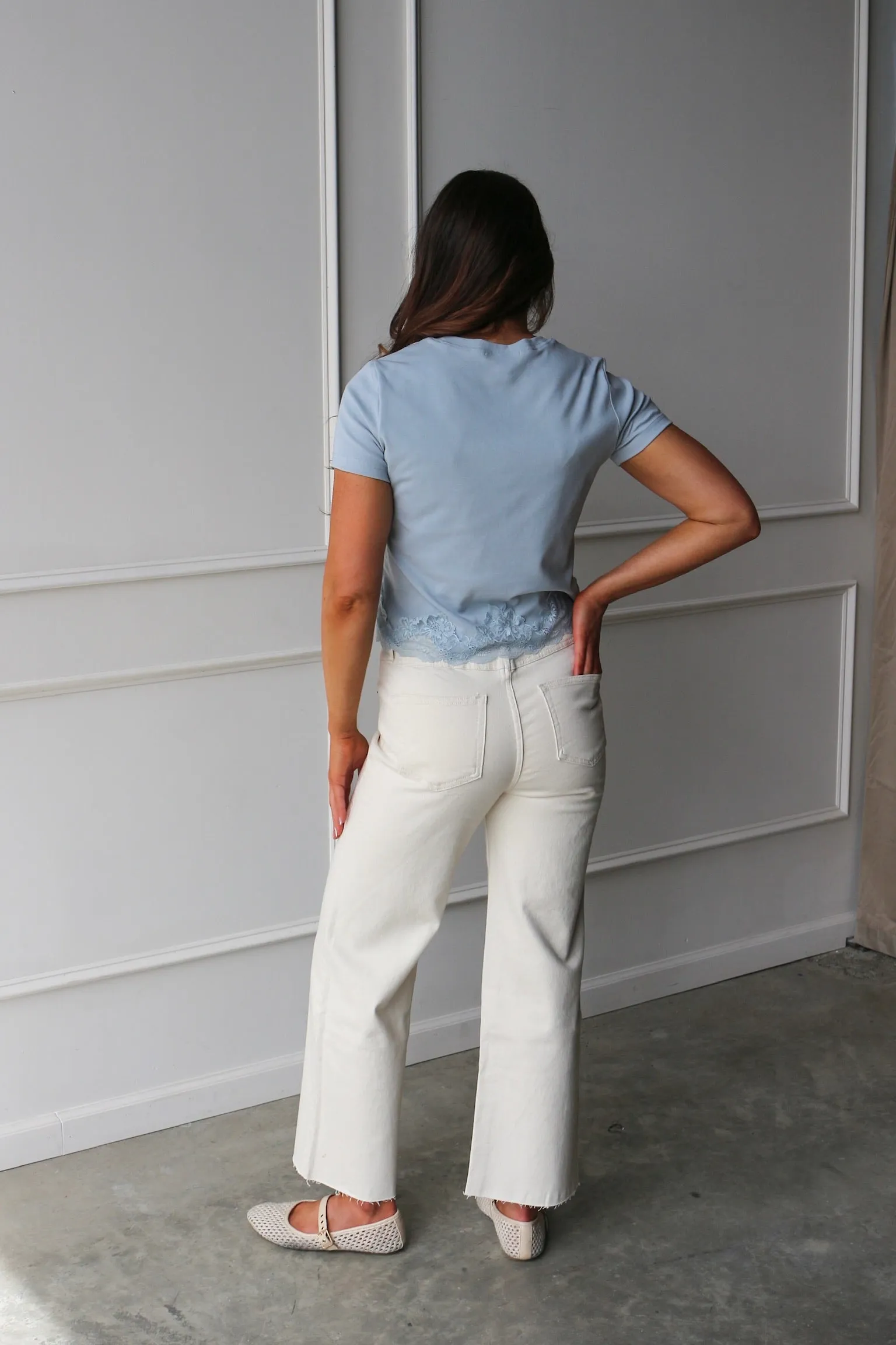 Aberdeen Ankle Crop High Rise Jean, Ecru sold by Kins Collective product image thumbnail 4