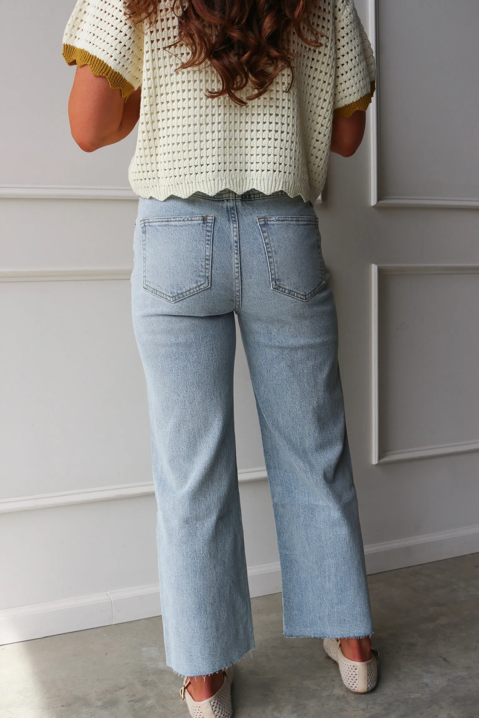 Aberdeen Ankle Crop High Rise Jean, Light Indigo Worn sold by Kins Collective product image thumbnail 2