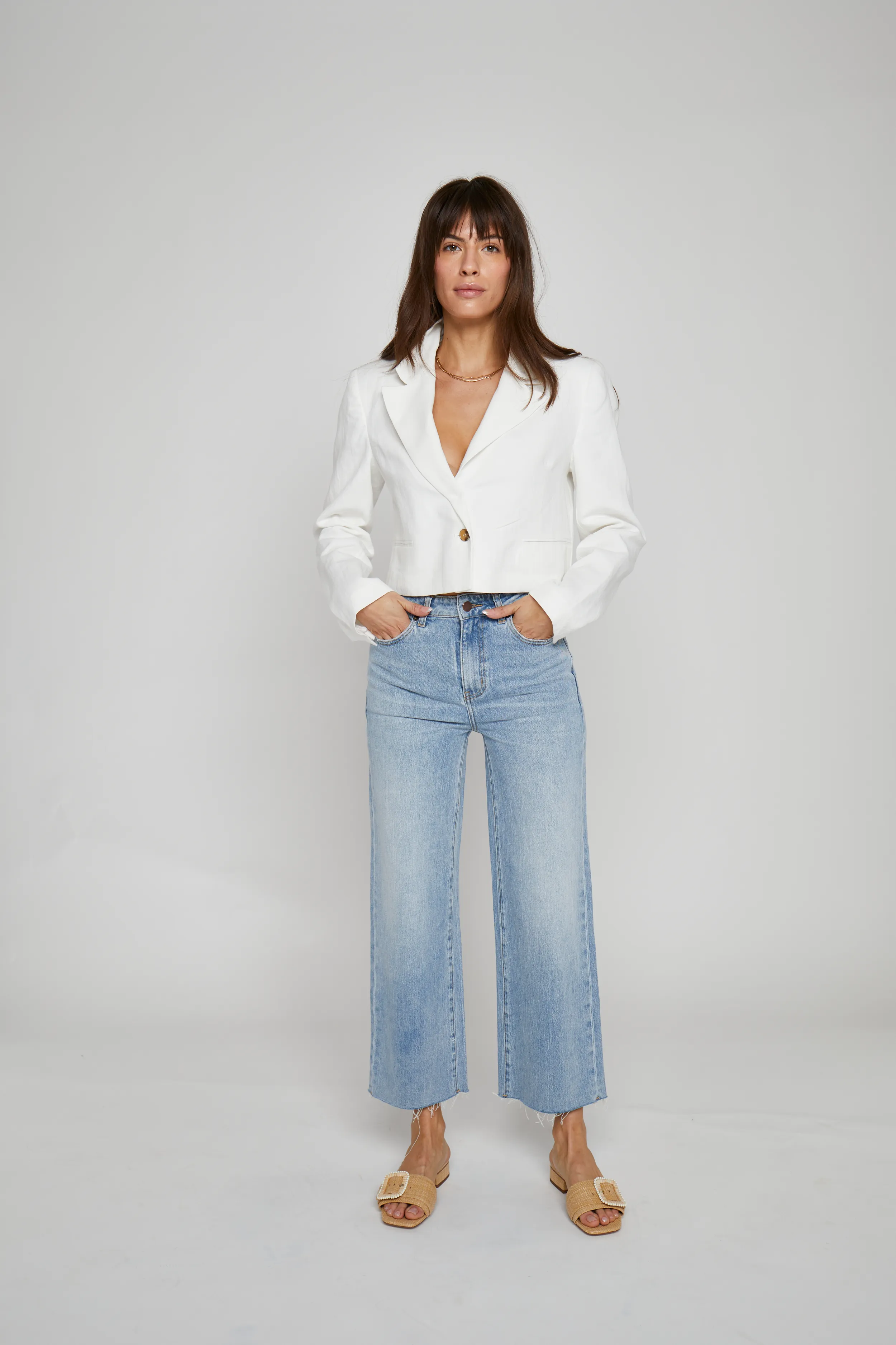 Aberdeen Ankle Crop High Rise Jean, Light Indigo Worn sold by Kins Collective product image thumbnail 4