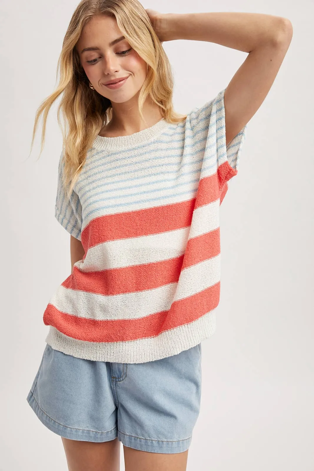 MULTICOLOR STRIPED SWEATER TOP sold by Kins Collective