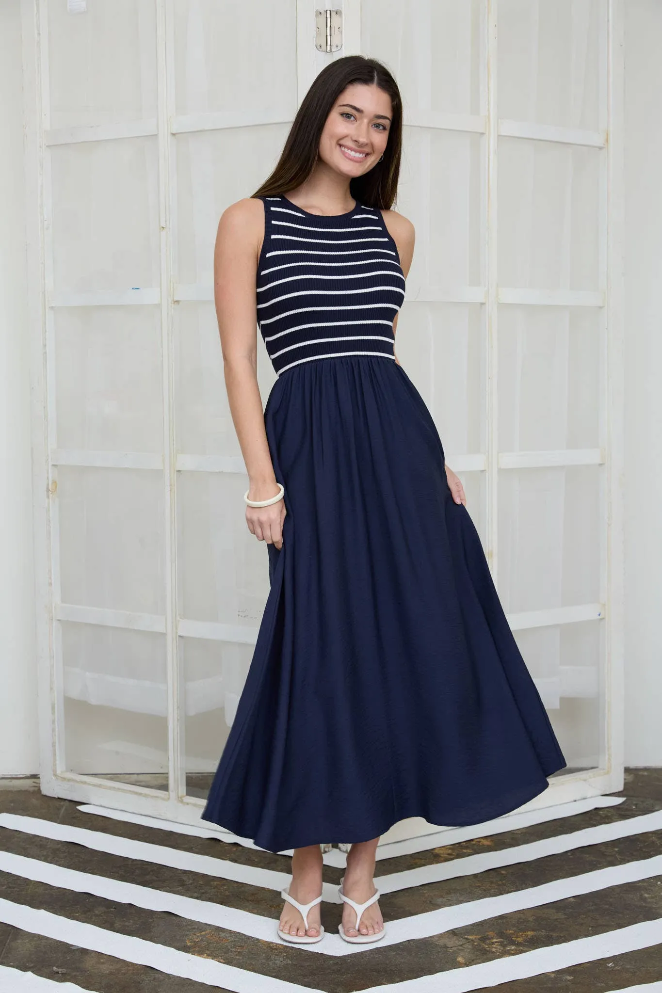 Stripe Mixed Media Dress sold by Kins Collective product image thumbnail 5