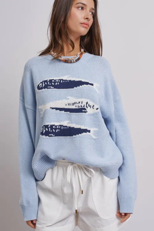 Graphic Fish Sweater made by Kins Collective