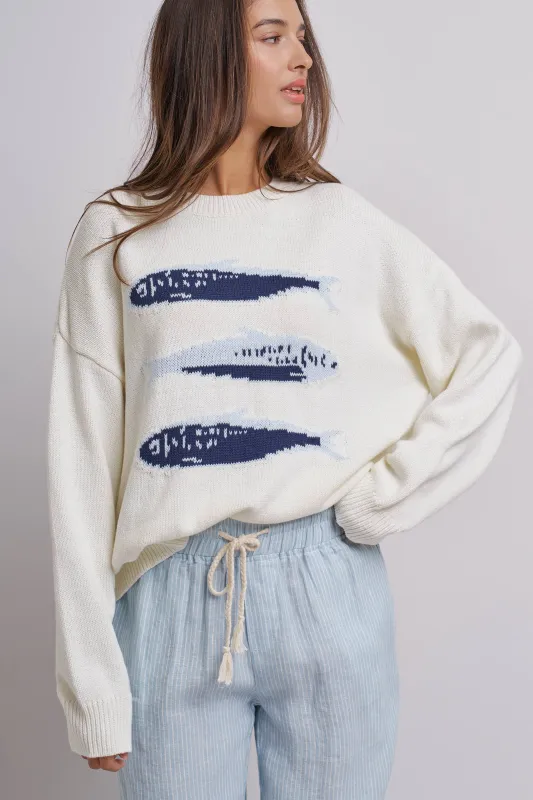 Graphic Fish Sweater made by Kins Collective