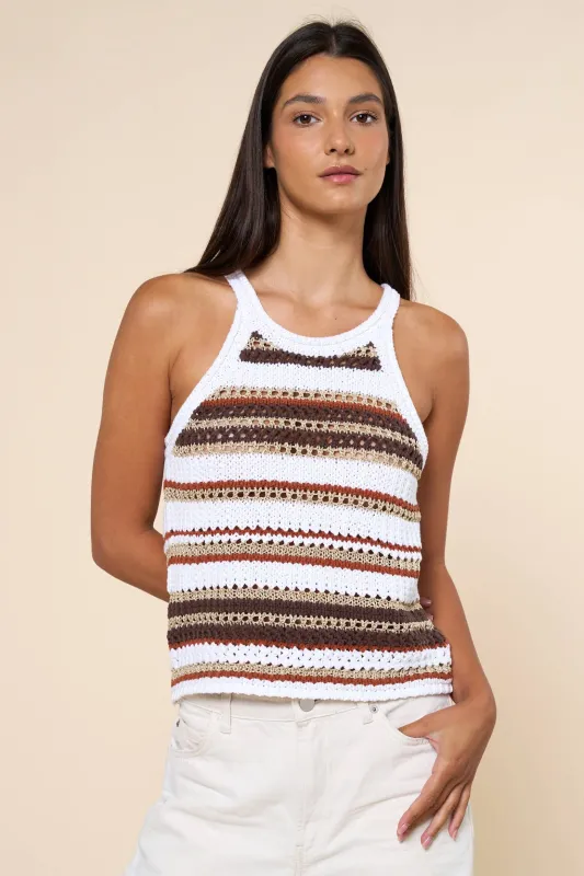 Multicolor Stripe Crochet Tank Top made by Lalavon