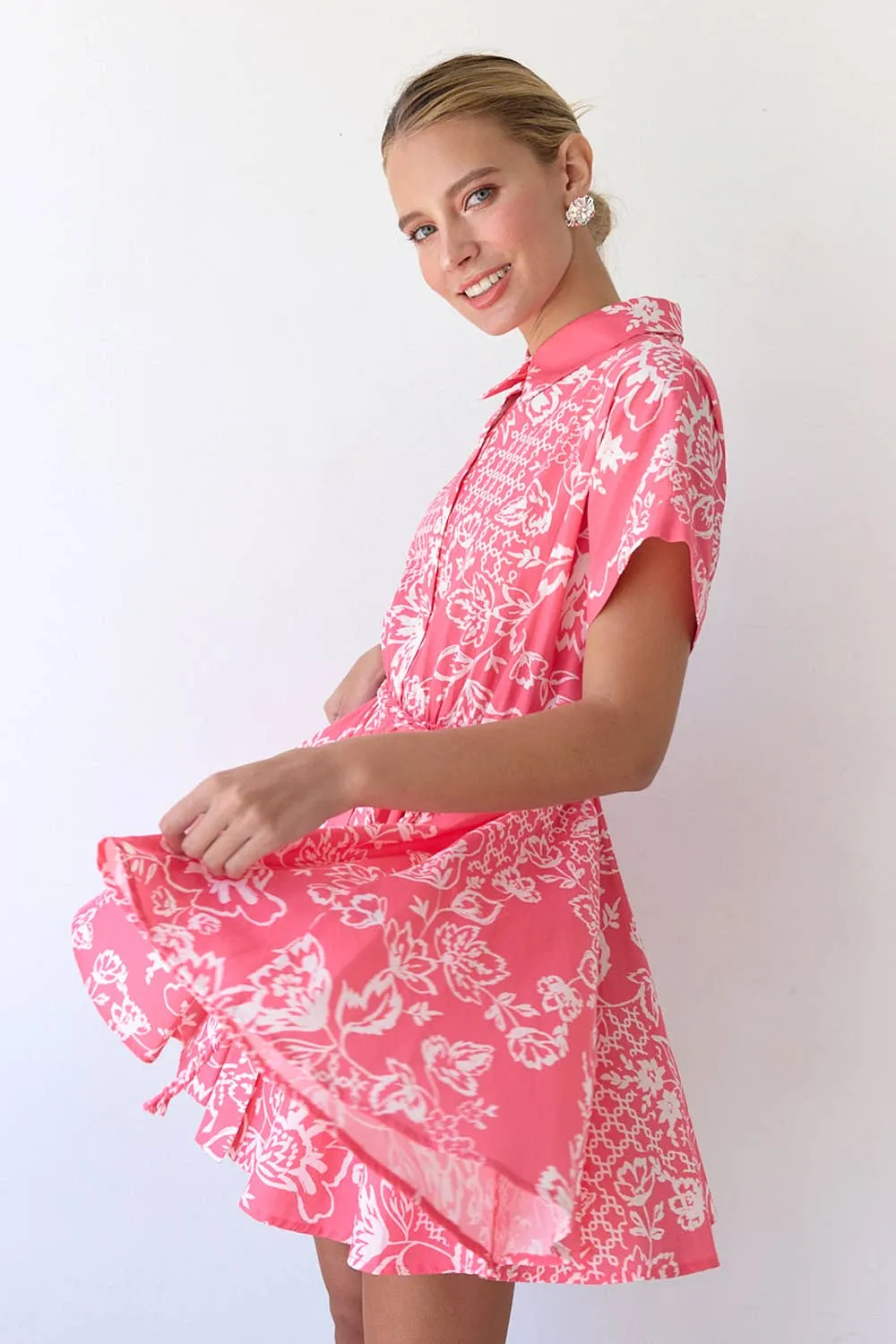 Pink Belted Floral Dress sold by Kins Collective product image thumbnail 3