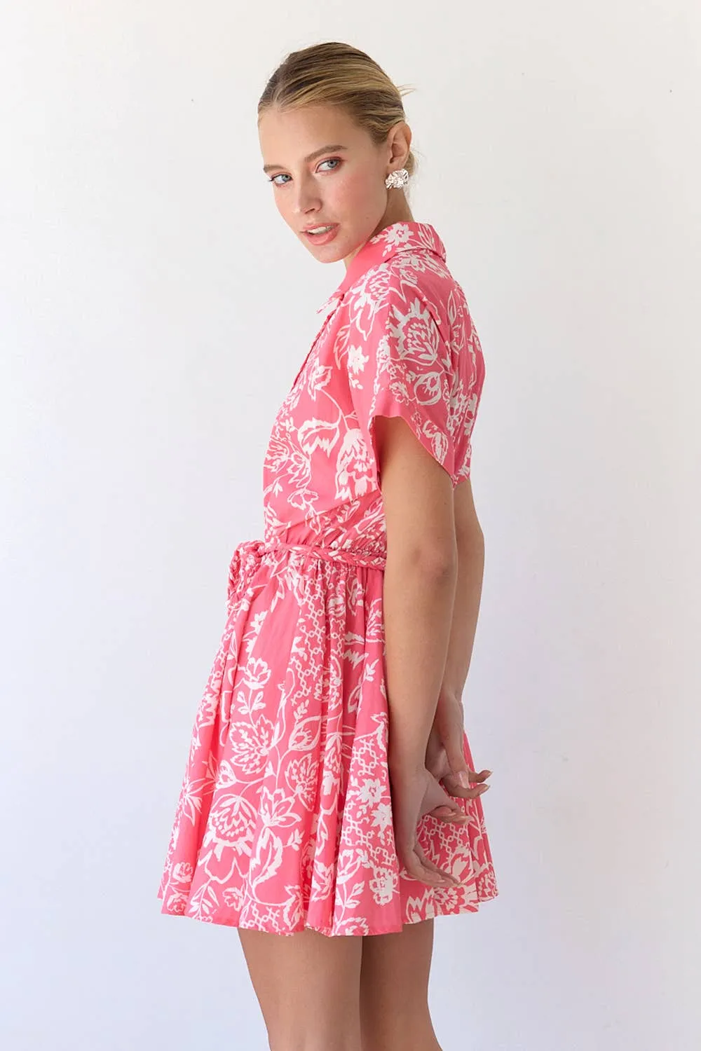 Pink Belted Floral Dress sold by Kins Collective product image thumbnail 2