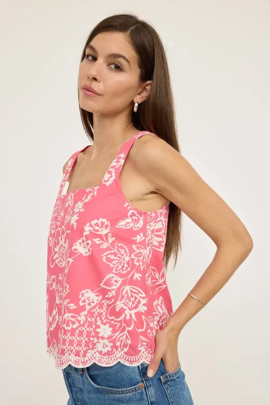 Pink Floral Square Neck Tank made by Kins Collective