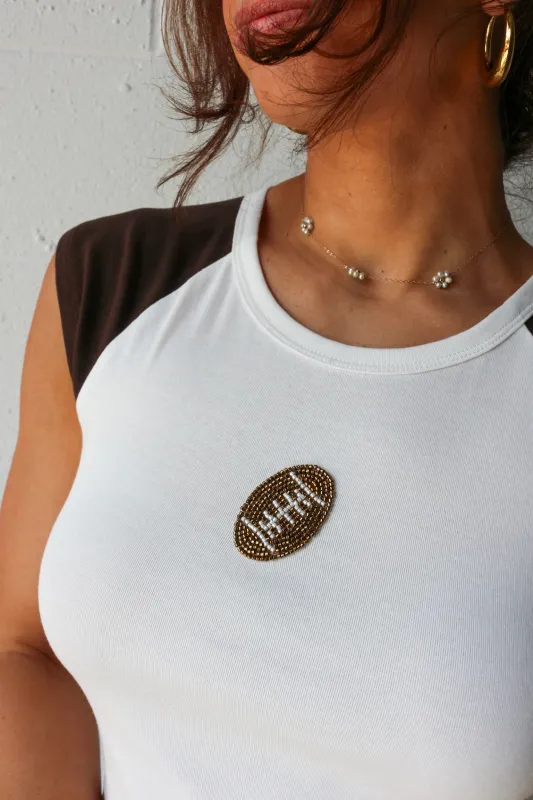 Beaded Raglan Football Tee made by emory park
