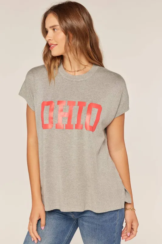 Ohio Graphic Cap Sleeve Knit Top made by tea n rose