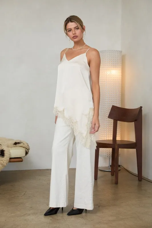 Lace Trim Asymmetrical Tank sold by Kins Collective product image thumbnail 2
