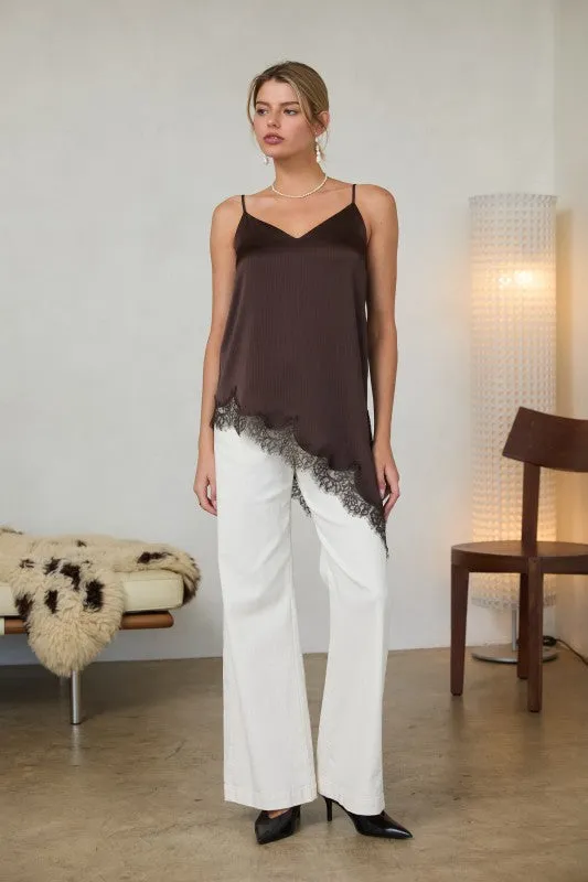 Lace Trim Asymmetrical Tank made by Kins Collective