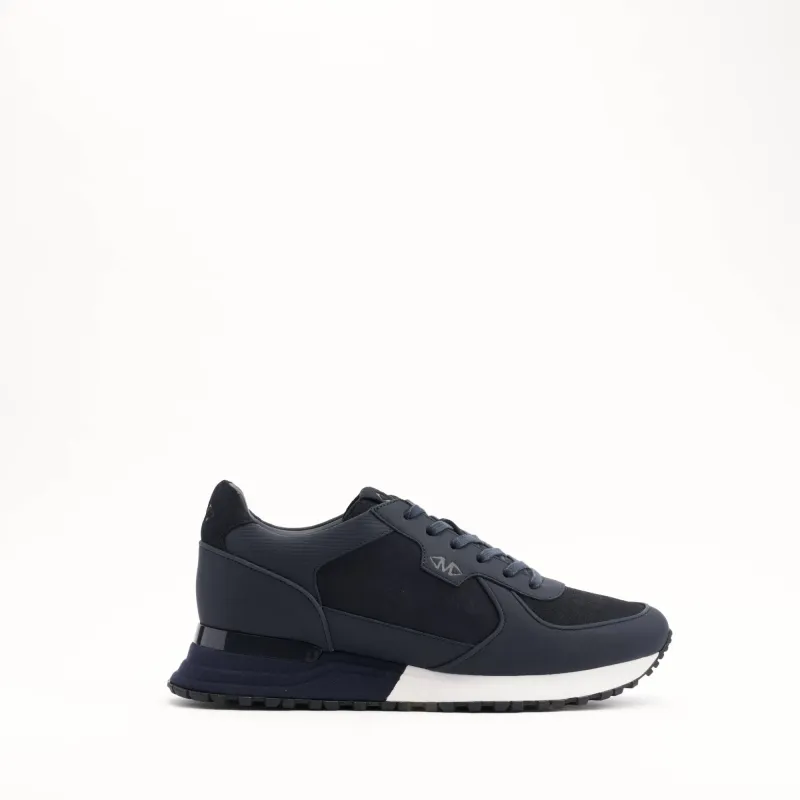 MALLET Boundary Men's Navy Ripple Leather Sneakers made by Mallet