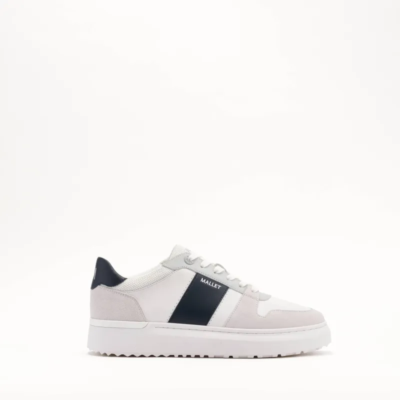 MALLET Hoxton Lite Men's White Navy Leather Sneakers made by Mallet