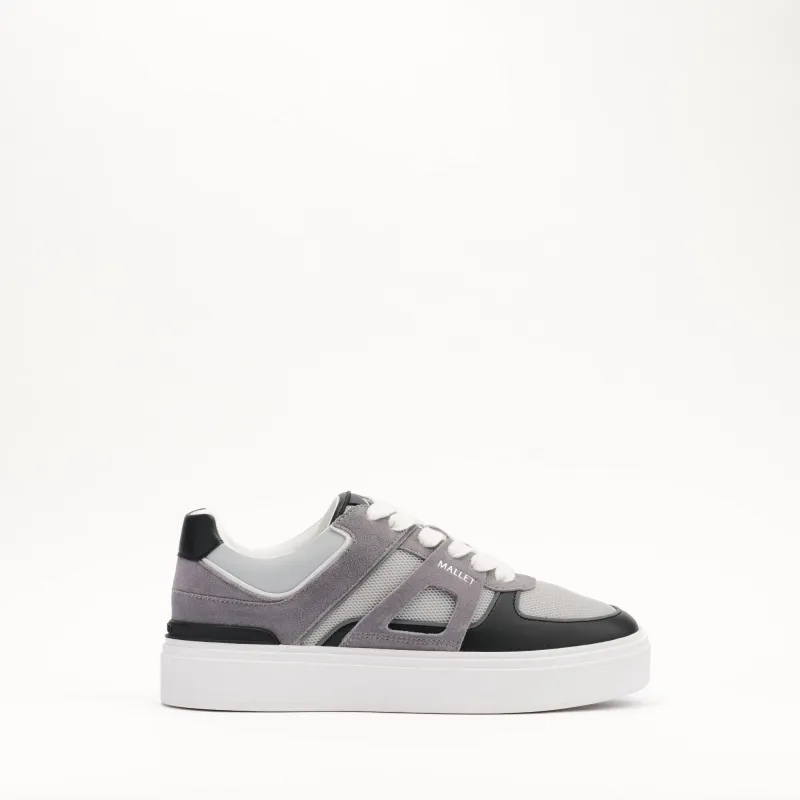 MALLET Fenchurch Men's Grey Black Leather Sneakers made by Mallet