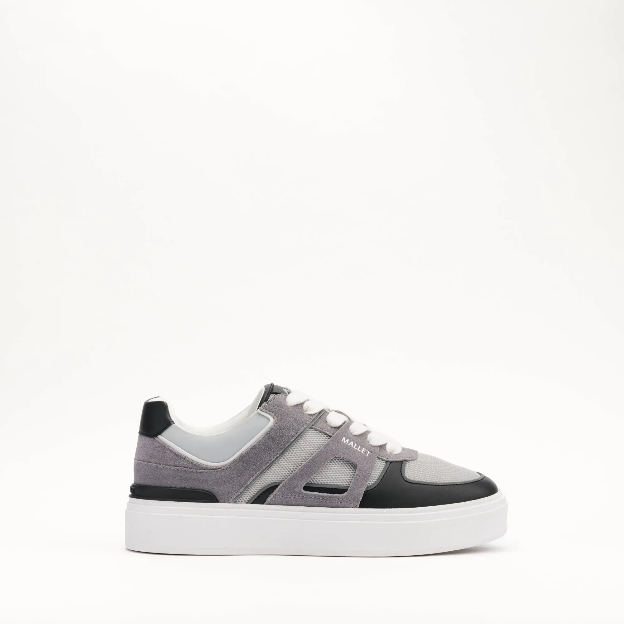 MALLET Fenchurch Men's Grey Black Leather Sneakers sold by Mallet