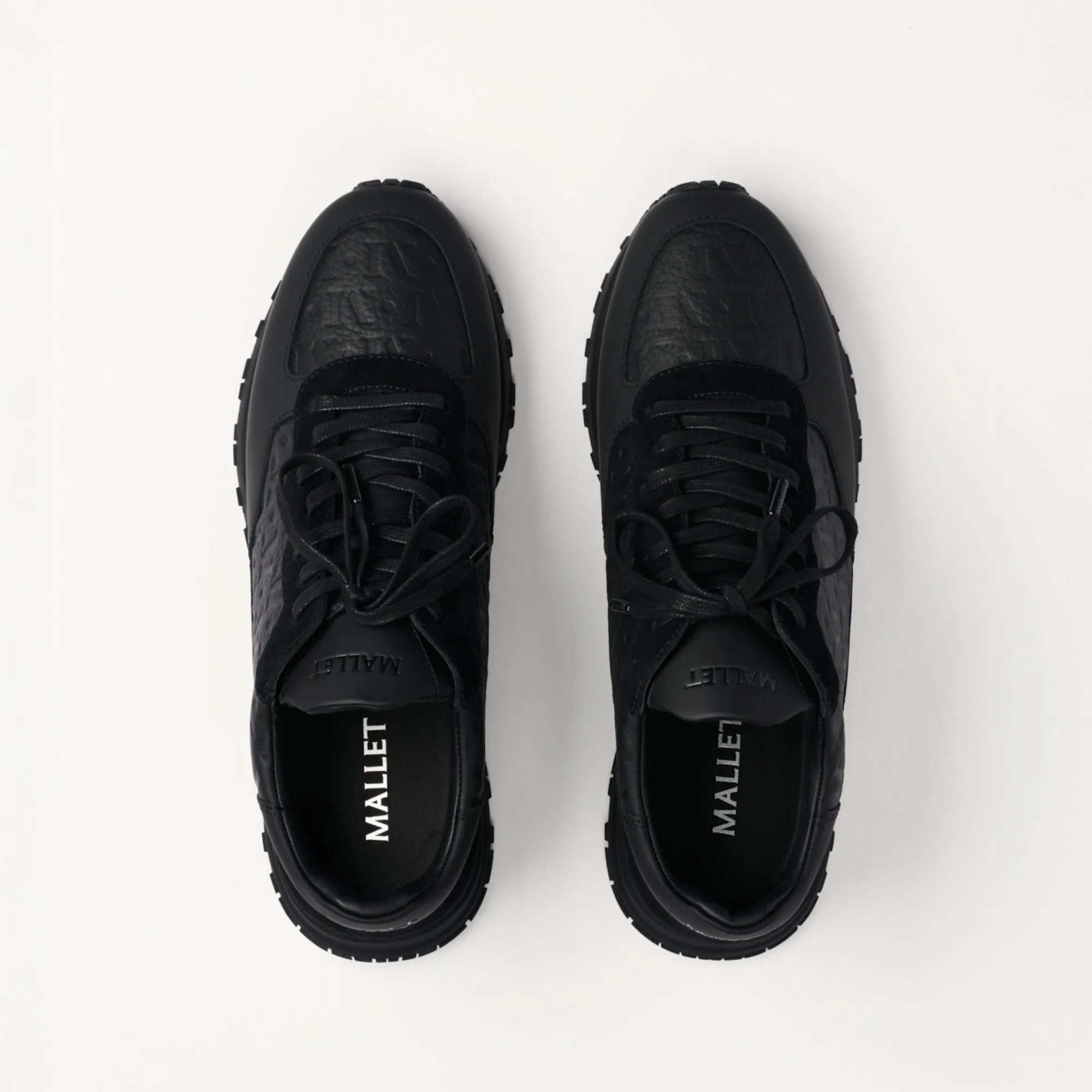 MALLET Popham Men's Black Tumbled Leather Monogram Sneakers sold by Mallet product image thumbnail 5
