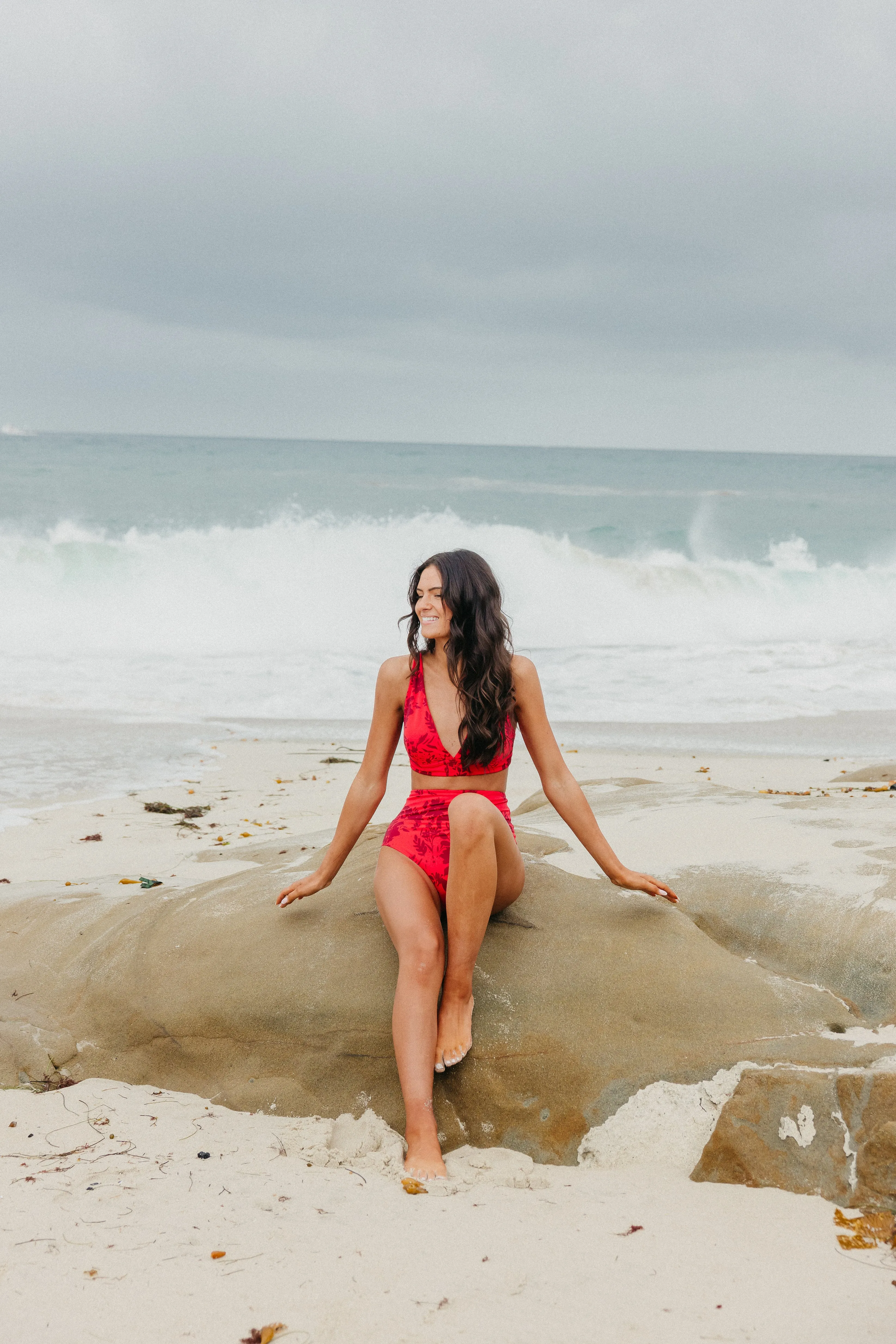 Plunge Bikini Top - Crimson Floral sold by Maven Thread product image thumbnail 4