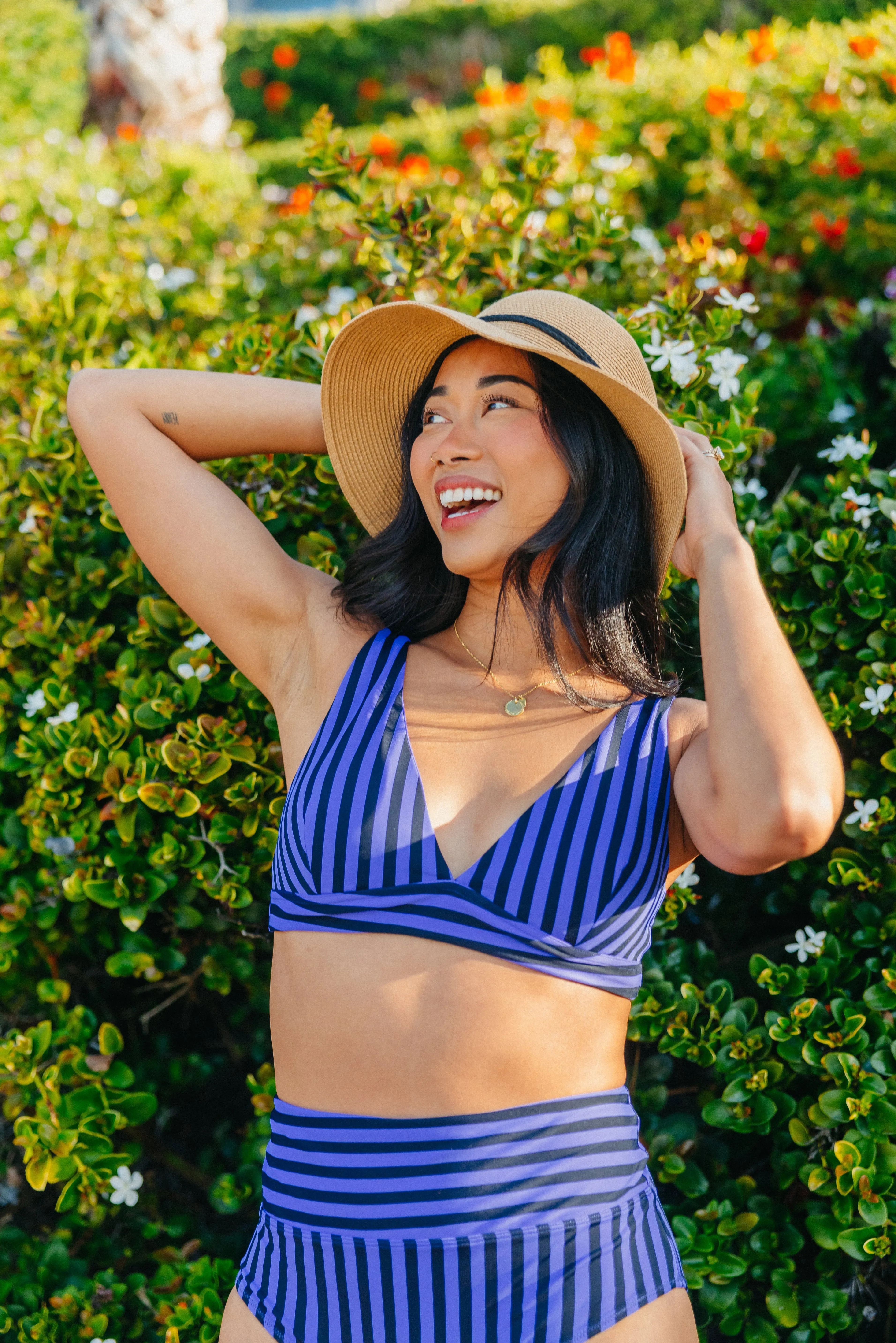 Plunge Bikini Top - Blackberry Stripe sold by Maven Thread product image thumbnail 4