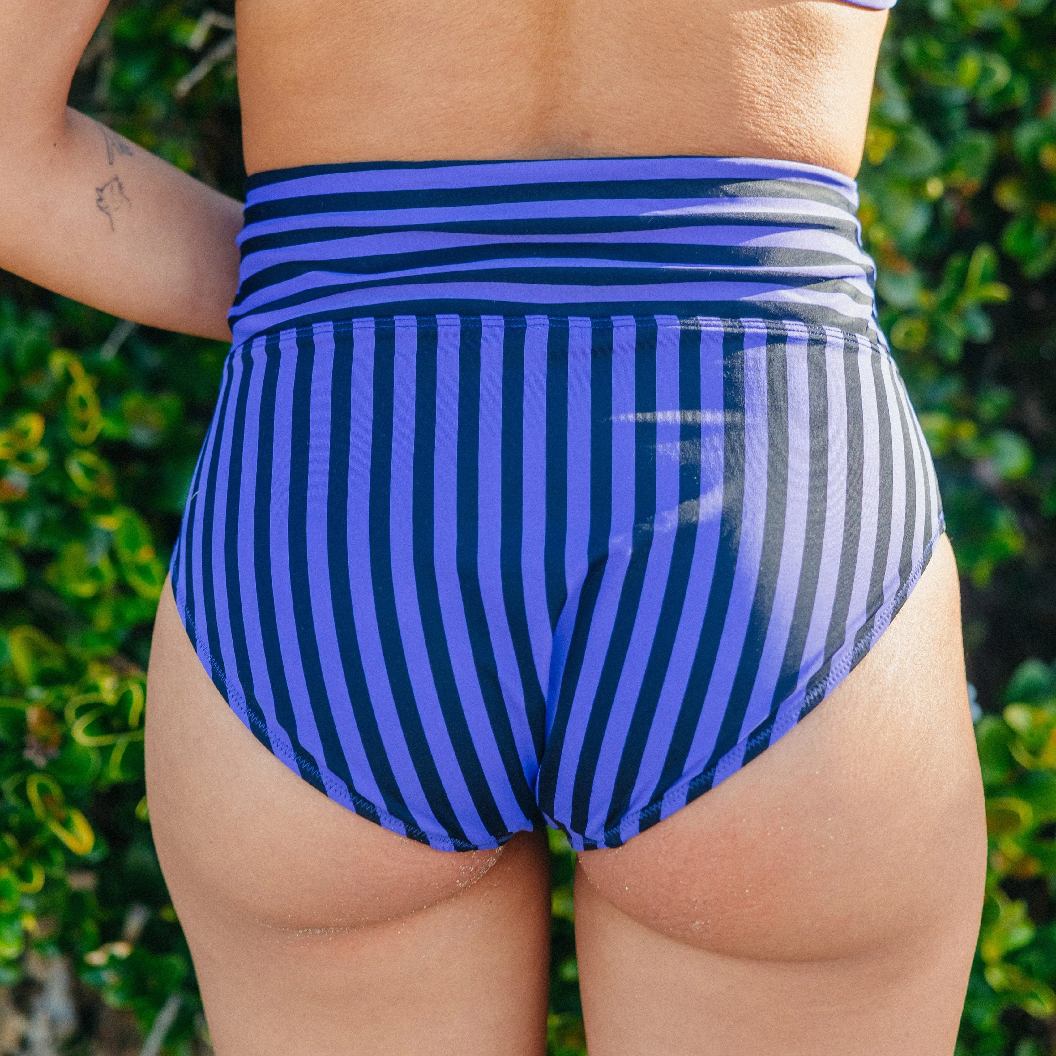 High Rise Swimsuit Bottoms - Blackberry Stripe sold by Maven Thread