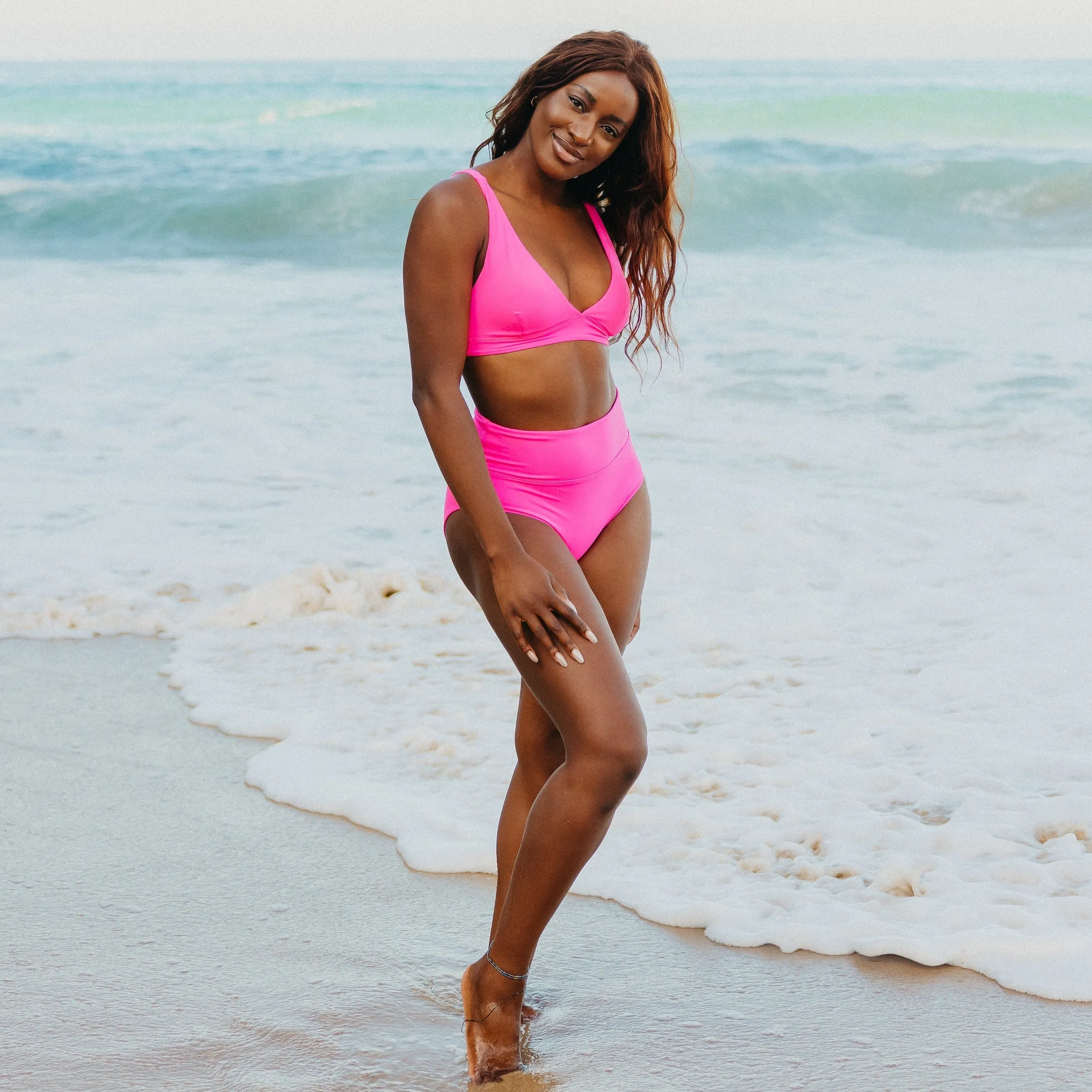 Plunge Bikini Top - Hot Pink sold by Maven Thread product image thumbnail 2