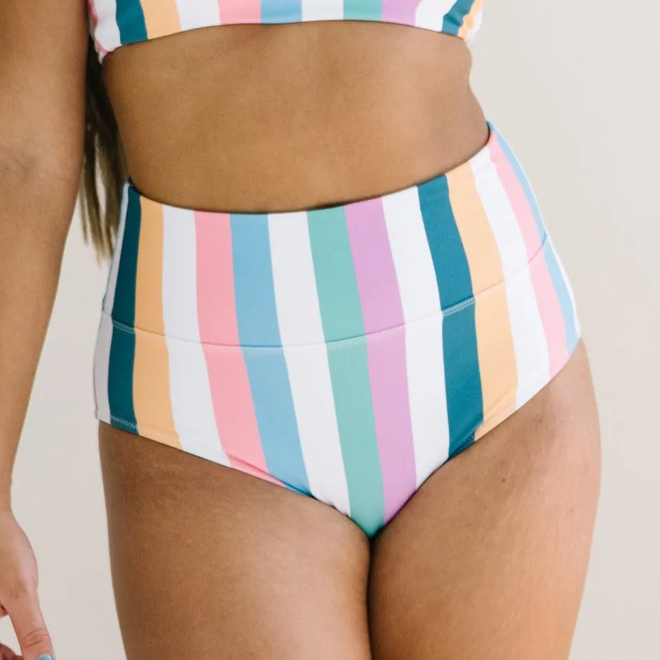 High Rise Swimsuit Bottoms - Retro Stripe 2.0 sold by Maven Thread