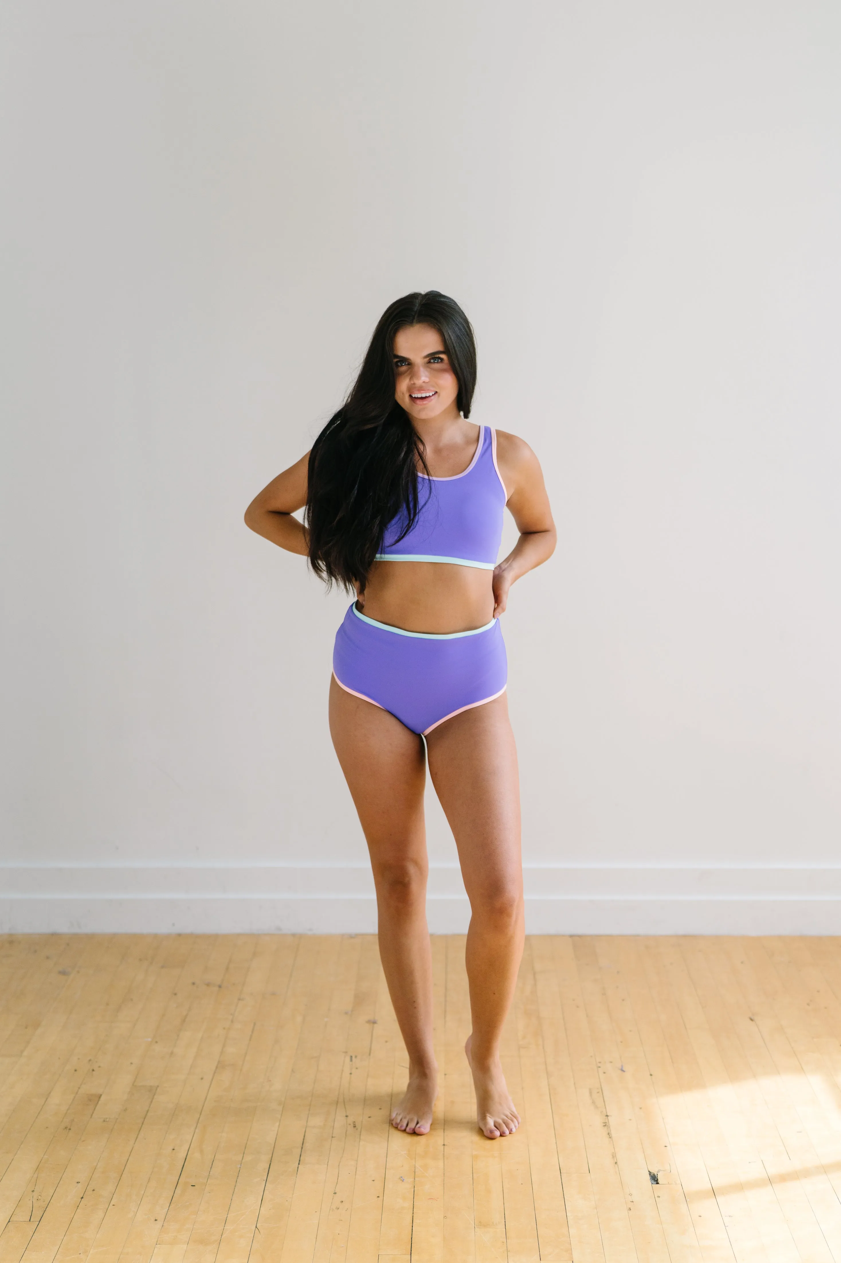 High Rise Swimsuit Bottoms - Purple Colorblock sold by Maven Thread product image thumbnail 4