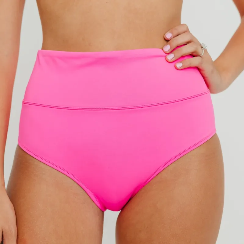 High Rise Swimsuit Bottoms - Hot Pink sold by Maven Thread