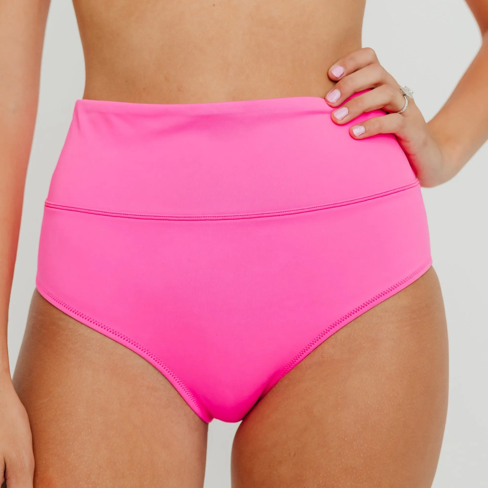 High Rise Swimsuit Bottoms - Hot Pink sold by Maven Thread