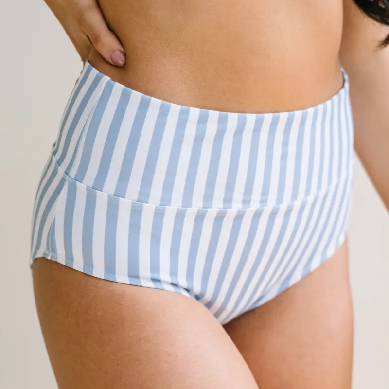 High Rise Swimsuit Bottoms - Blue Stripe sold by Maven Thread