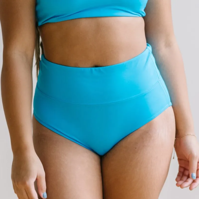High Rise Swimsuit Bottoms - Neon Blue sold by Maven Thread