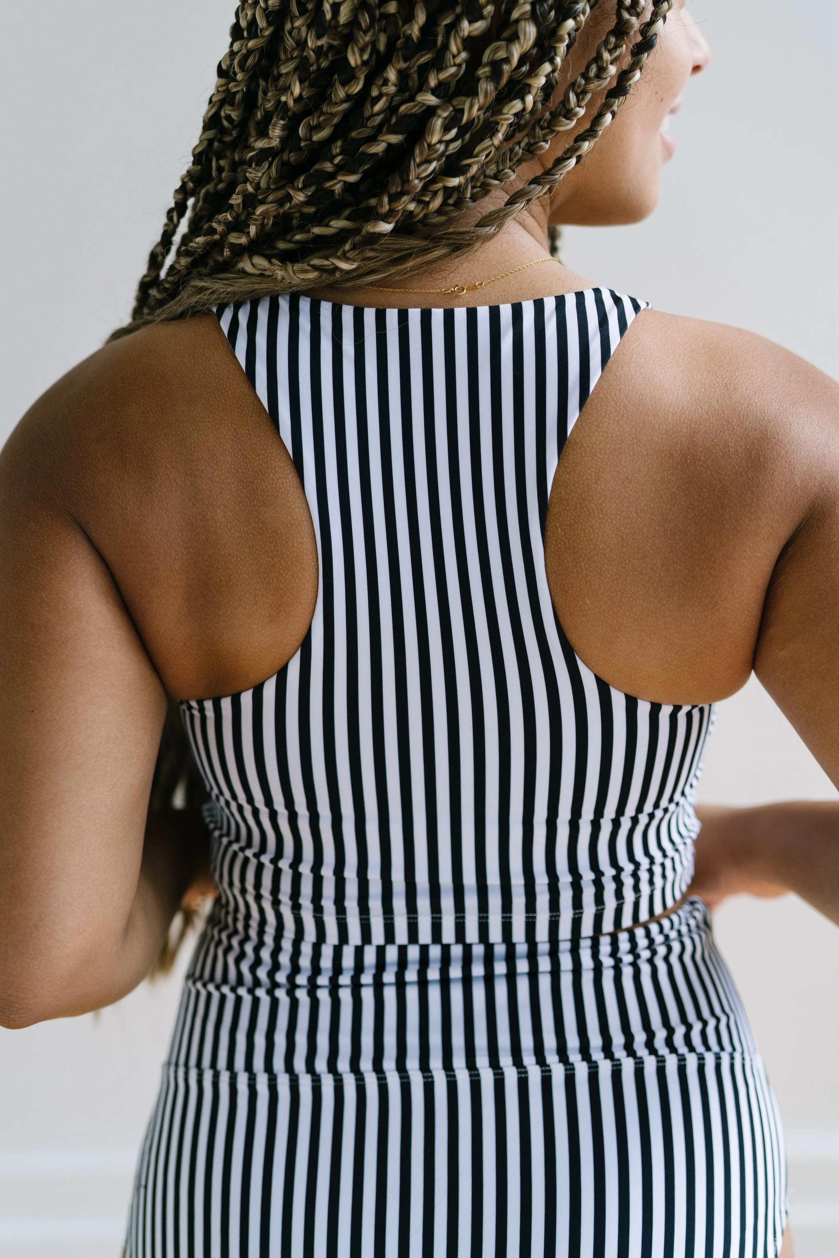 Henley Bikini Crop Top - B&W Stripe (FINAL SALE) sold by Maven Thread product image thumbnail 2