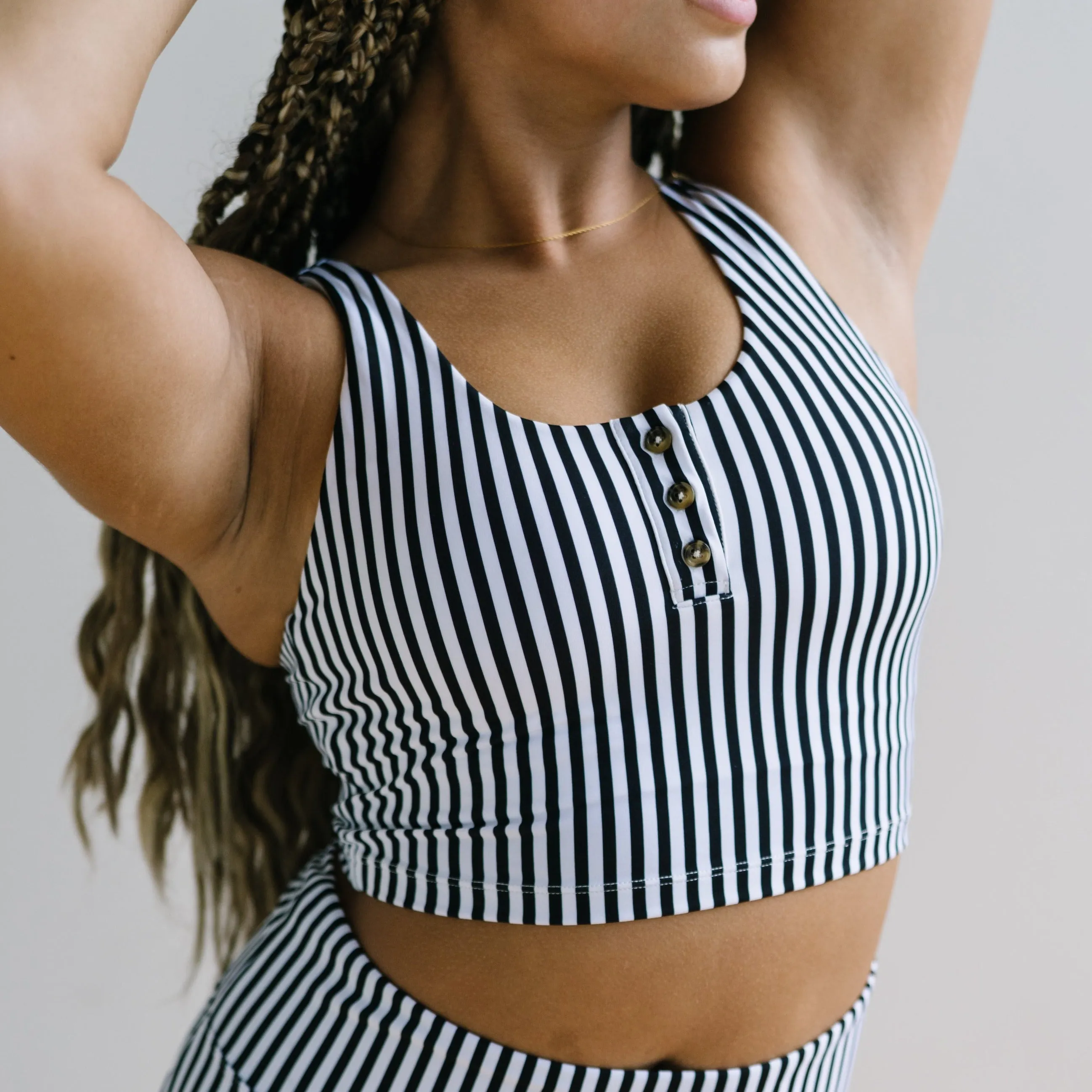 Henley Bikini Crop Top - B&W Stripe (FINAL SALE) sold by Maven Thread