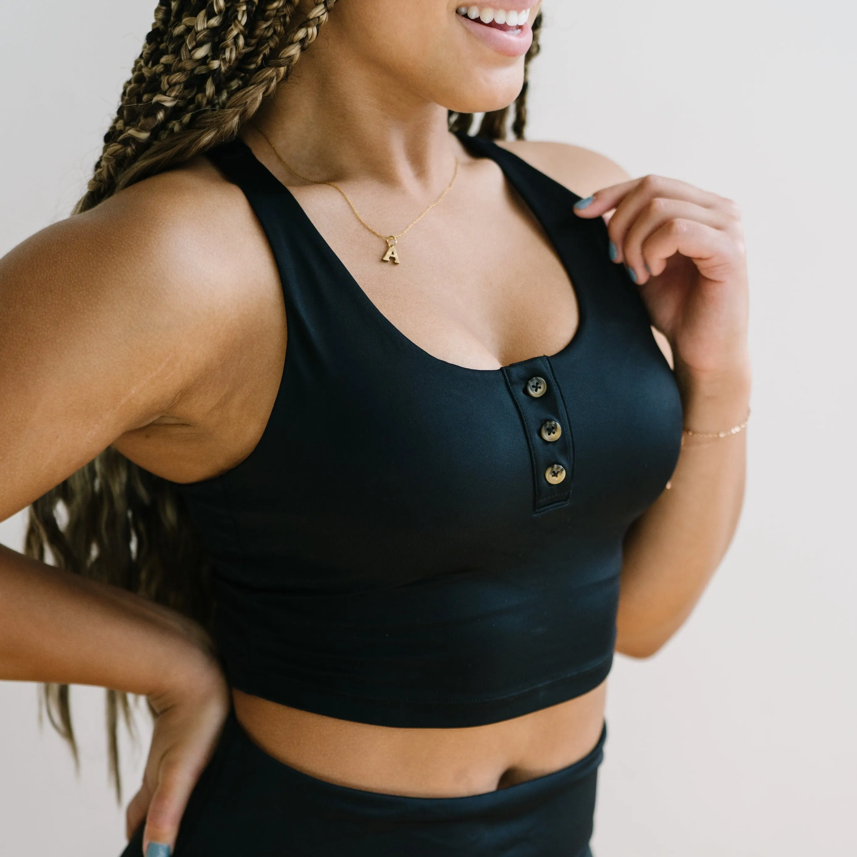 Henley Bikini Crop Top - Black (FINAL SALE) sold by Maven Thread