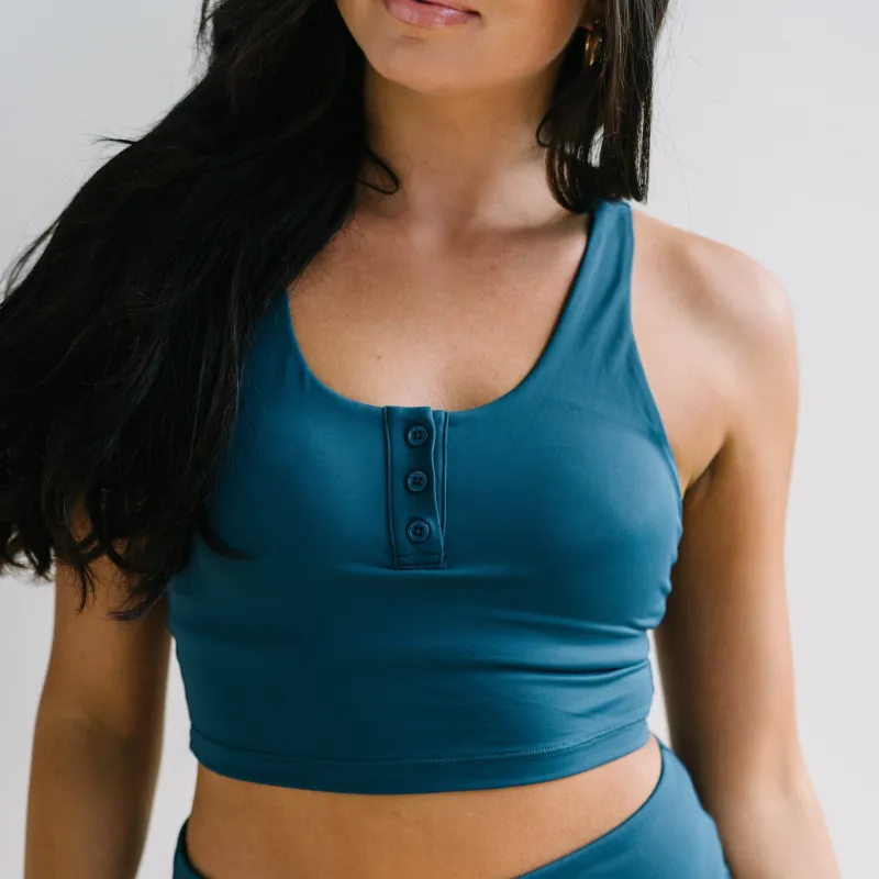 Henley Bikini Crop Top - Teal (FINAL SALE) sold by Maven Thread