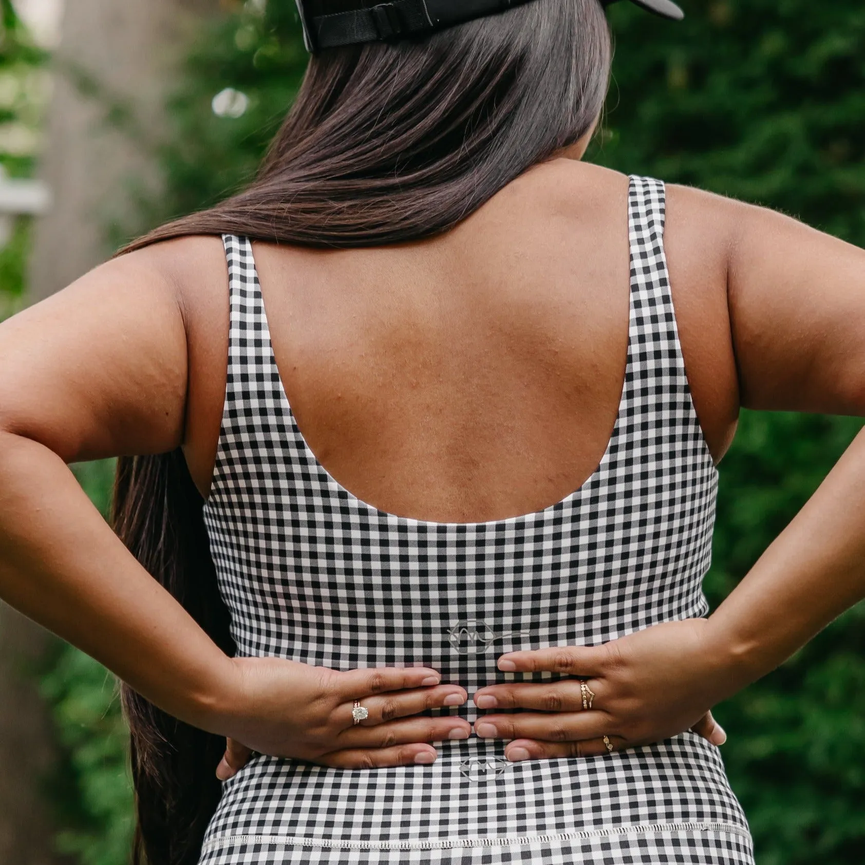 Crop Tank Sports Bra - B&W Gingham | MT LUXE sold by Maven Thread product image thumbnail 2