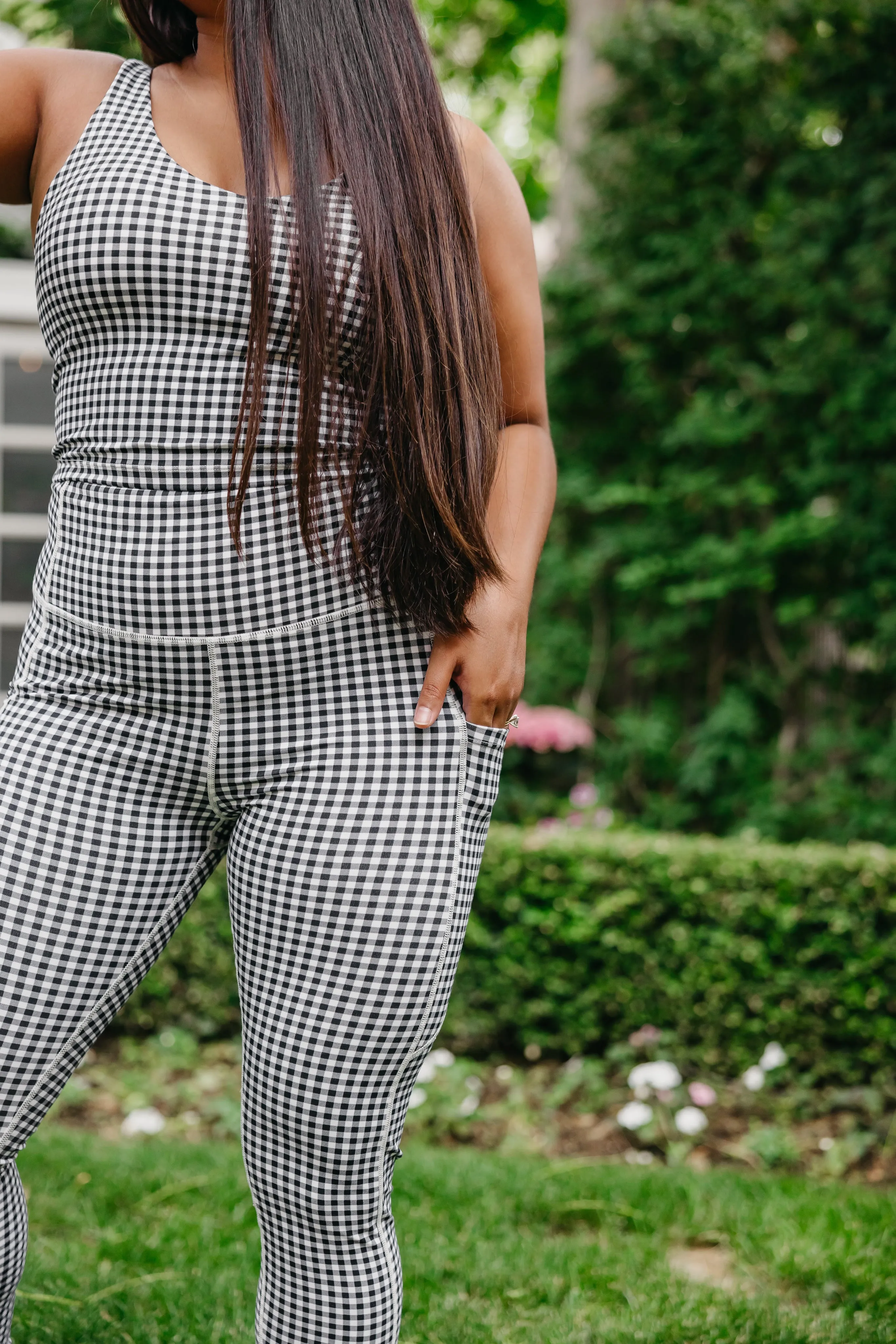 Crop Tank Sports Bra - B&W Gingham | MT LUXE sold by Maven Thread product image thumbnail 5
