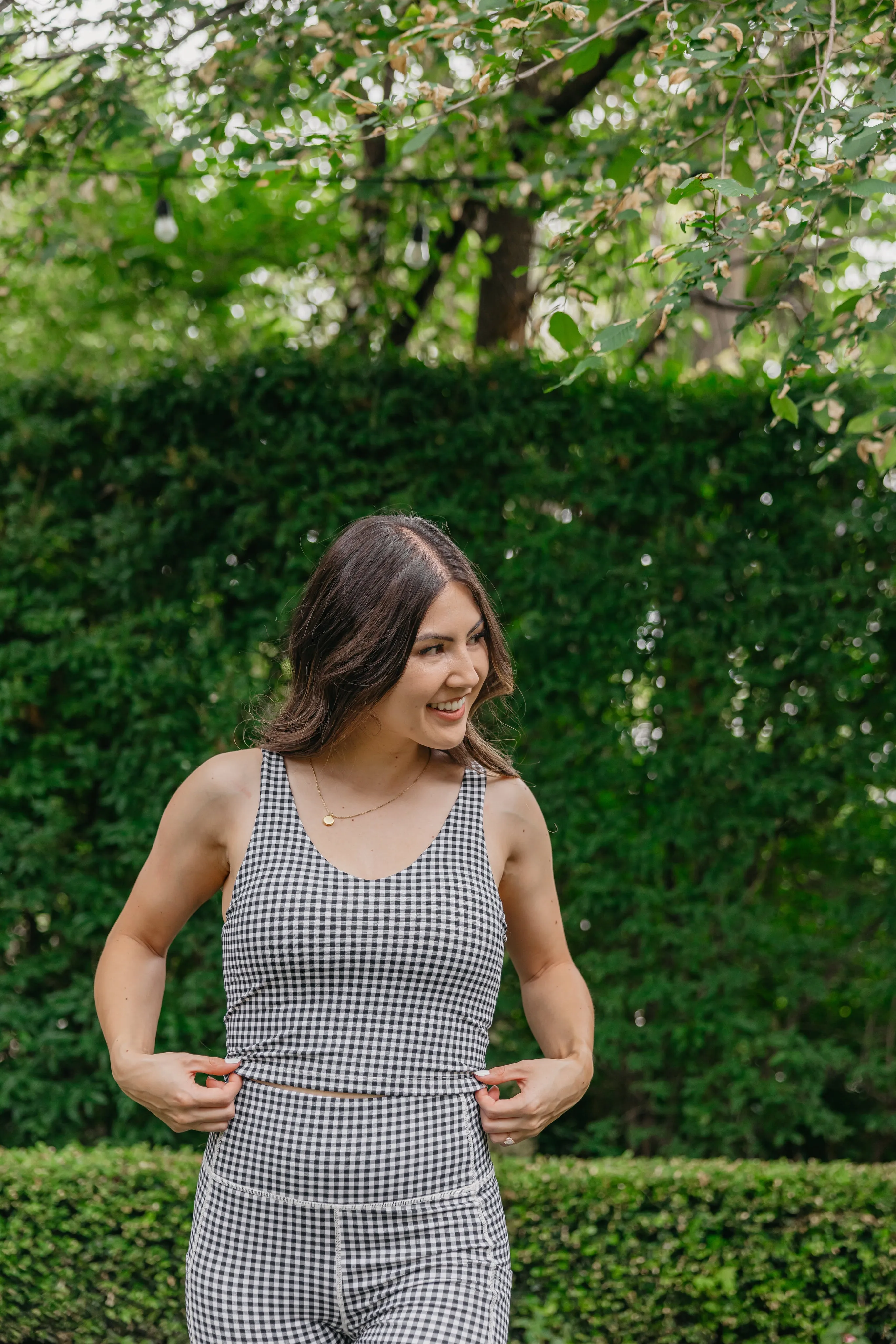 Crop Tank Sports Bra - B&W Gingham | MT LUXE sold by Maven Thread product image thumbnail 4