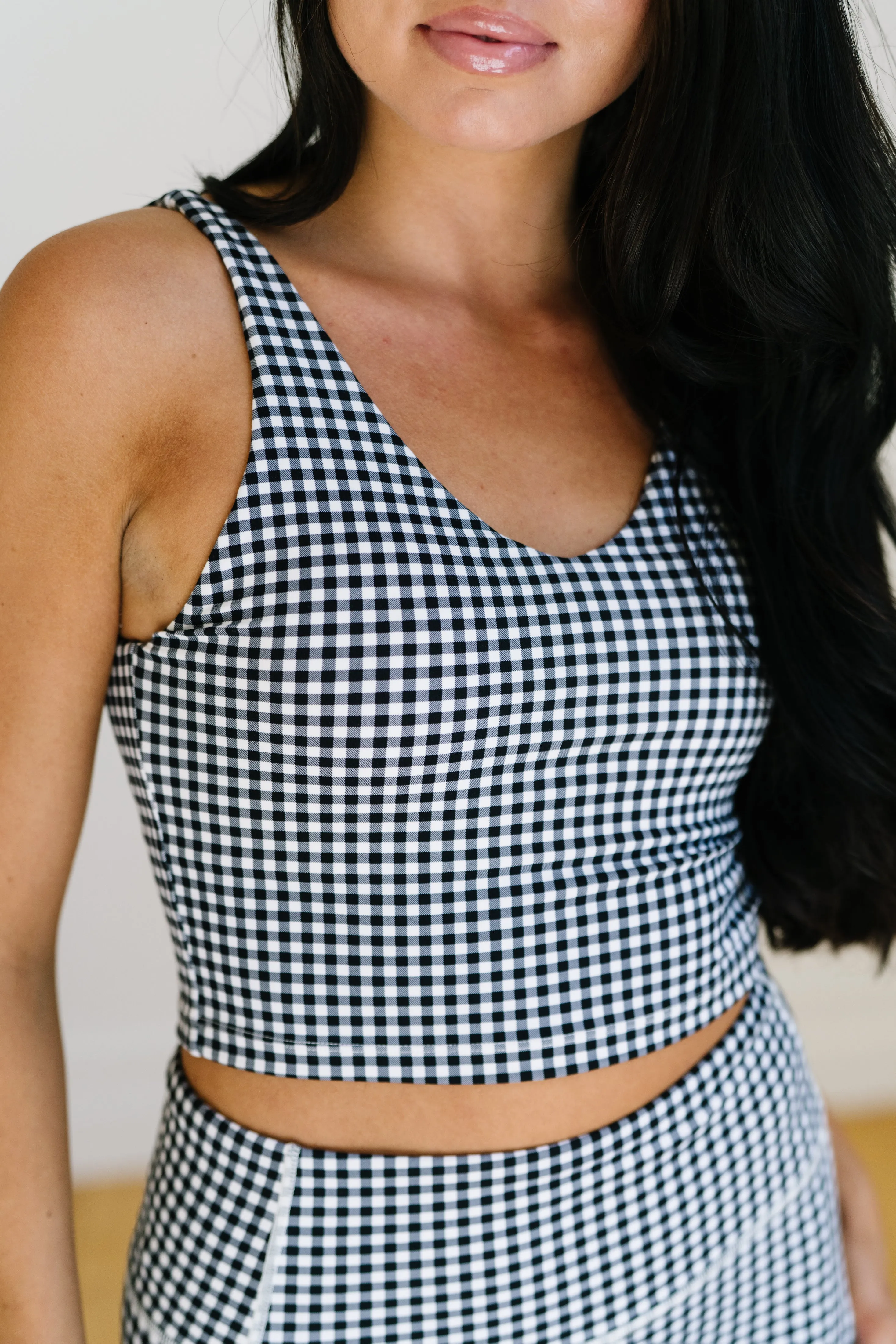 Crop Tank Sports Bra - B&W Gingham | MT LUXE sold by Maven Thread product image thumbnail 3